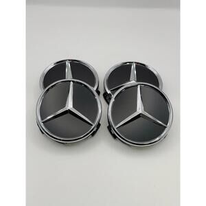 Set of 4 Mercedes Benz Center Hub Caps Matte Black 75mm Fits Most Models